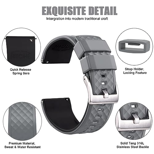 Image of Ritche Christmas Gift Silicone Watch Bands 18mm 20mm 22mm 24mm Quick Release Rubber Watch Bands for Men, White Elephant Gifts, Stocking Stuffers For Men