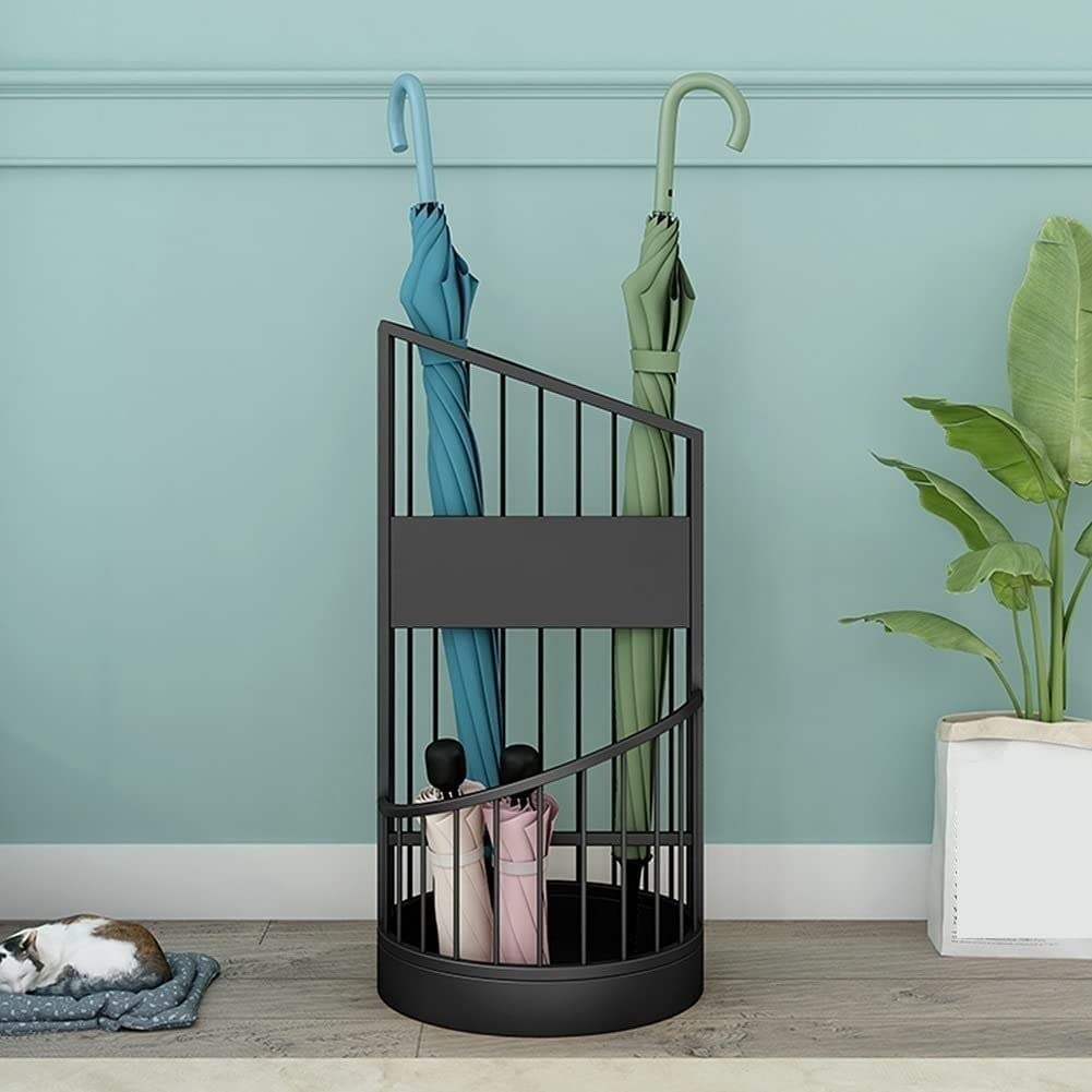 Porta Organizer Portaombrelli In Metallo A 2 Livelli Da Ingresso A Secchiello Per L'ufficio Del'hotel D'affari Di Famiglia Corridoio Ingresso(Black,30 * 30 * 61cm)