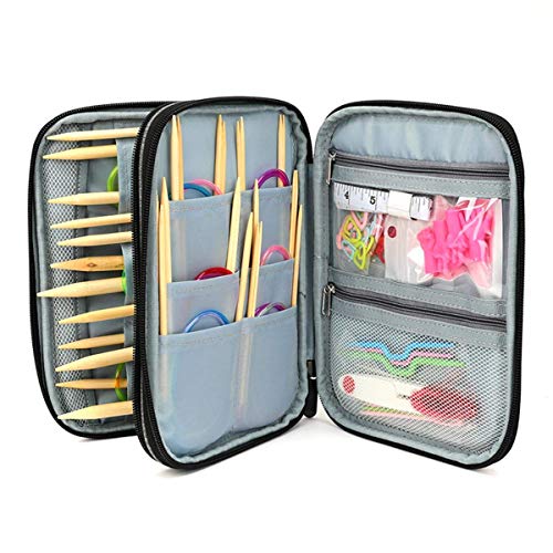 QZLKNIT Knitting Needles Case, Travel Organizer Storage Bag for Circular Knitting Needles,Crochet Hooks and Other Accessories (Only Bag) - Thumbnail 4