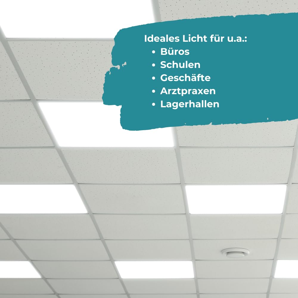LUXULA LED Panel 62x62cm 36W 3600lm 4000K Neutralweiß Rasterleuchte mit Netzteil 230V flimmerfrei Deckenleuchte