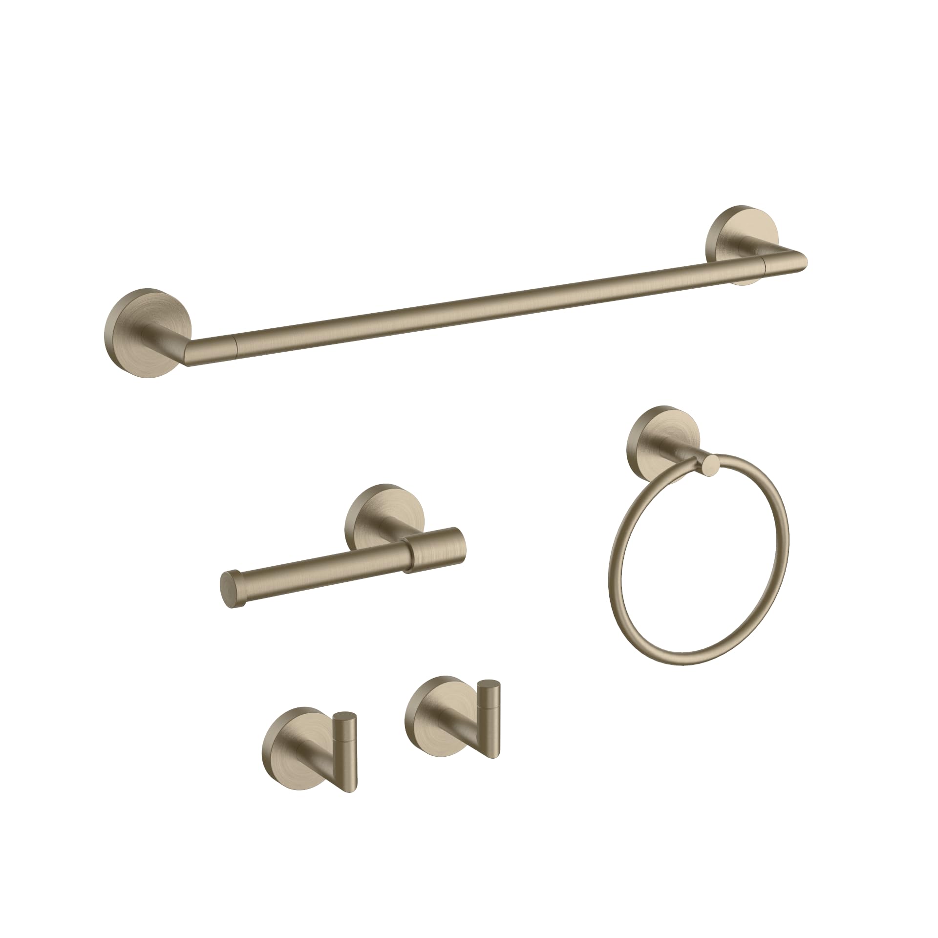CalcMetal LAKETON Collection, 5-Piece Bathroom Hardware Accessories Set, Towel Ring, Adjustable Expandable Towel Bar, Two Towel and Robe Hook, Toilet