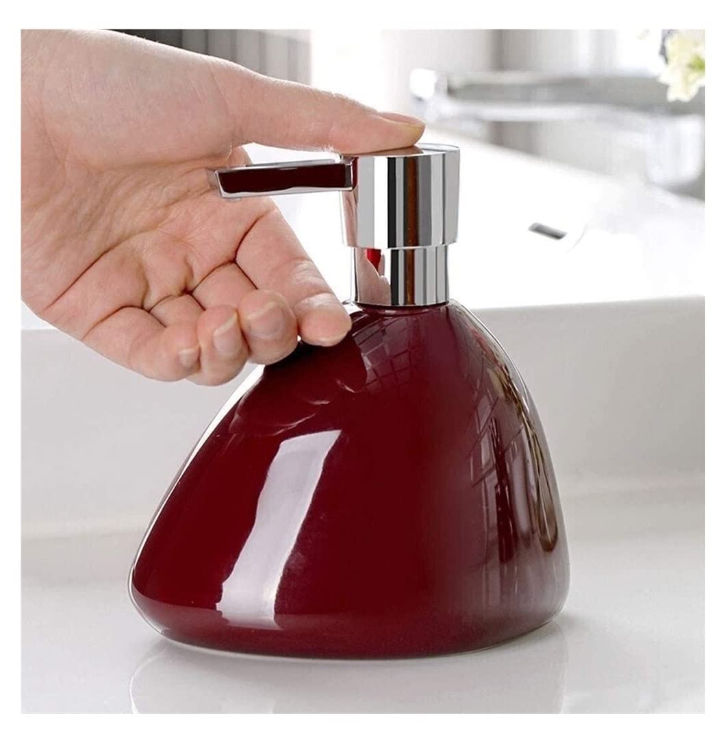 Dispenser di Sapone Dispenser di Sapone in Ceramica da 16,5 Once per Bagno, Dispenser di Sapone Liquido Ricaricabile Dispenser per Sapone in Ceramica (Color : Rot, Size : 490ml)