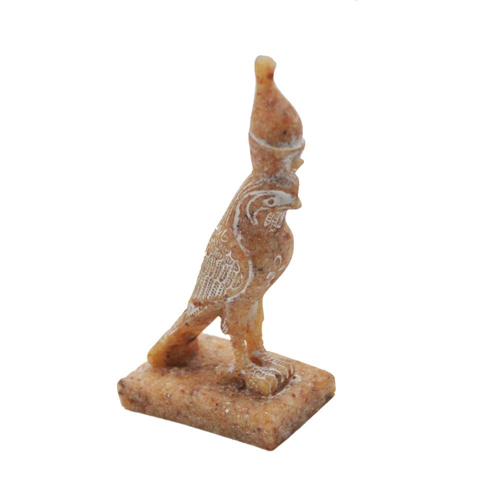 Statua di Horus Falco Dio della Forza e Protezione, realizzata in Granito a mano in Egitto Misura Altezza 15 cm, Profondità 9 cm e Larghezza 5,5 cm circa.