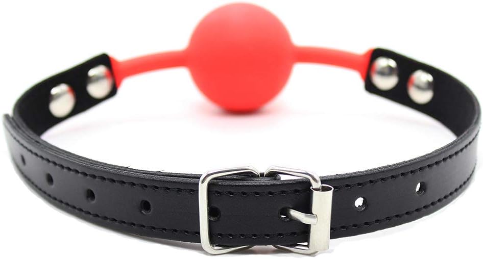 PU Leather Paly Buckle Belt Silicon Mouth Ball Open Breathable Mouth Gag For Men Woman