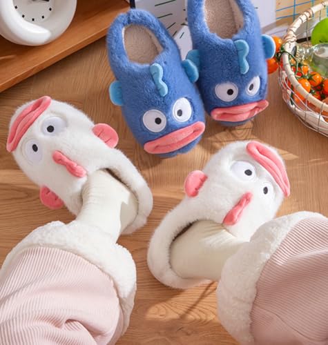 Unisex Fish Plush House Slippers - Animal Shape Plush Slipper Thick Sole Soft Indoor & Outdoor Fuzzy Winter Shoes3