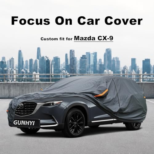 Image of GUNHYI Premium Car Cover Custom Fit Mazda CX-9 /CX-90 /CX 9 /CX 90 (2007-2026), 16 Layers Heavy Duty Car Cover Waterproof All Weather with Zipper Door for Sun Rain Snow Dust Uv Protection