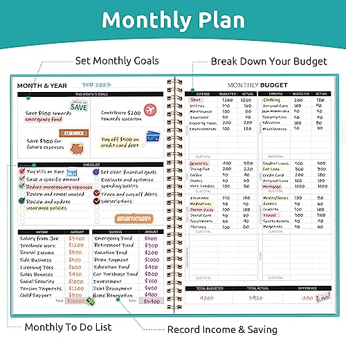 image for Taja Budget Planner - Monthly Budget Book with Expense Tracker Noteboo