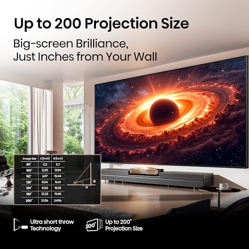 Image of Hisense L9Q Ultra Short Throw Triple Laser Projector, 4K UHD, 5,000 Lumens, 5000:1 Contrast, 80 inch - 200 inch, Dolby Vision & Atmos, IMAX Enhanced, Google TV, Pantone Validated, Tuned by Devialet