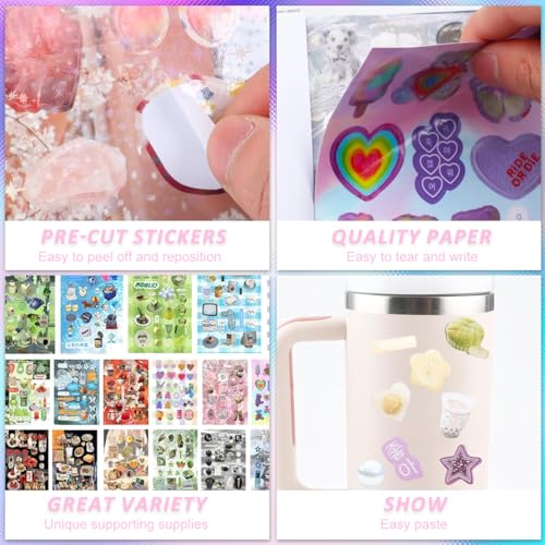 Image of 45-Sheet Japanese Sticker Book with 800+ Kawaii Manga, Retro Aesthetic Scrapbook and Journal Stickers for Planners, DIY Crafts, Kids Scrapbooking and Creative Decoration (#F)