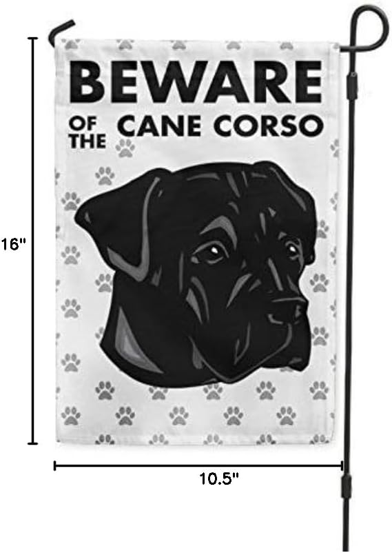 Fastasticdeals Beware of Cane Corso Dog Yard Patio House Banner Garden Flag w/Iron Stake Flag Only 10 1/2" x 16"
