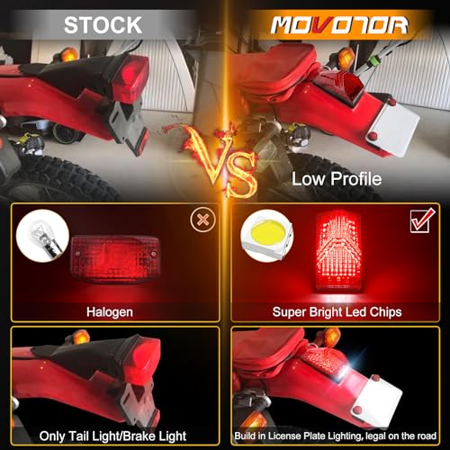 Image of LED Tail Light 500% Bright Rear Brake Light with White License Plate Lighting Compatible with Dirt Bike Enduro Cafe Custom Honda XR650L XR600R