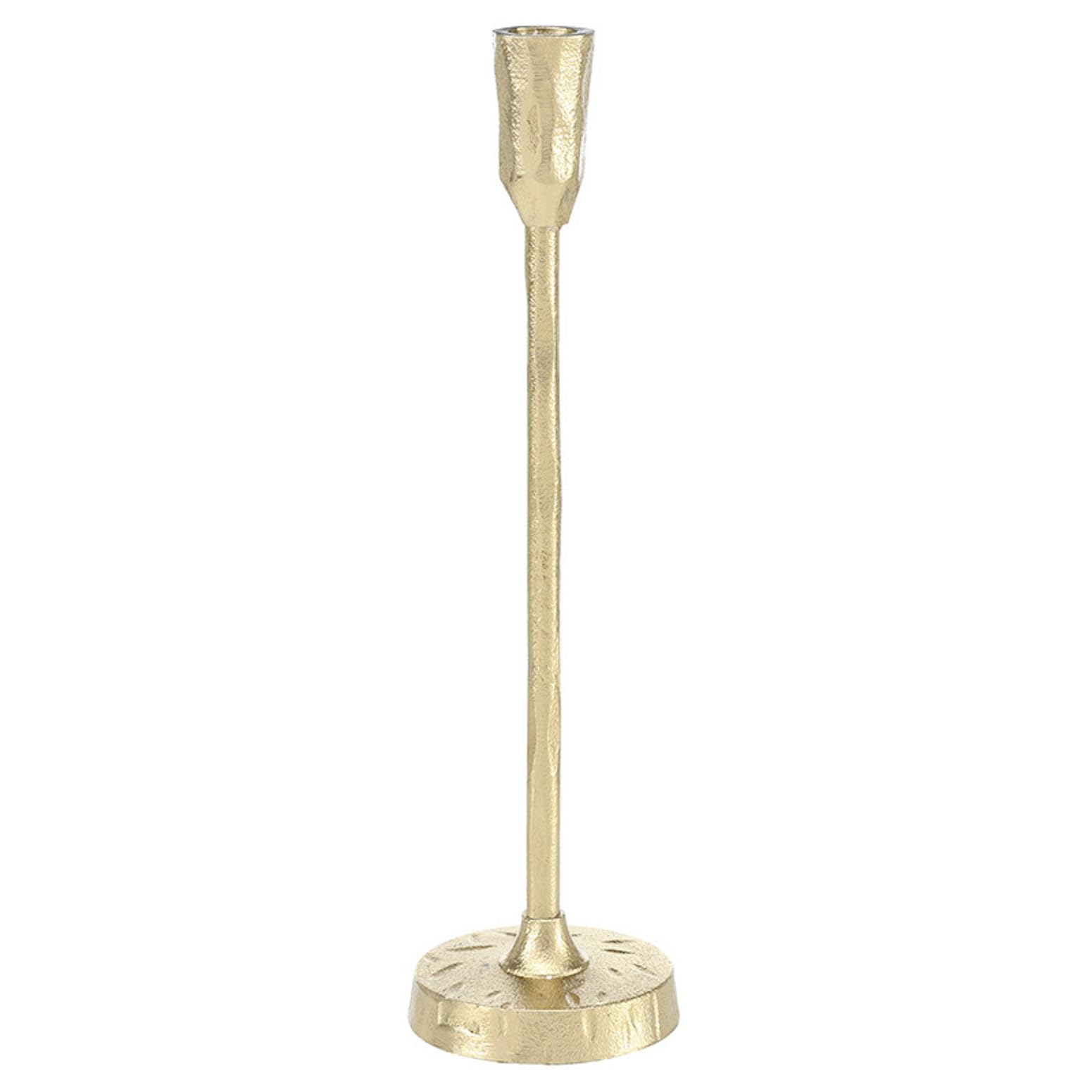 Santa Barbara Design Studio Candleholder Hammered Aluminum Taper Candle Holder, Gold, Medium - 13" Tall