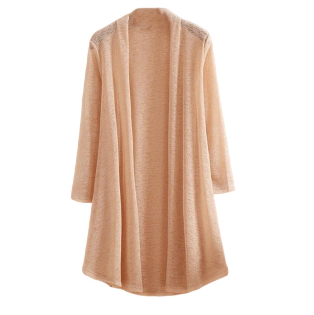Bolero Shrug,Women'S Long Cardigan Long Sleeves Loose Plain Soft See-Through Cardigan Jacket Summer Long Open Front Kimono Kaftans Shrug Bolero Swimsuit Cover-Up For Dresses,Beige Yellow,Xl