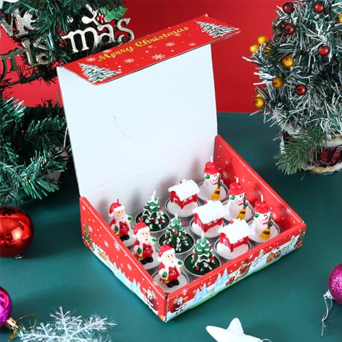 Weihnachten Geschenke Weihnachtskerzen Set Deko - 12 Stück...