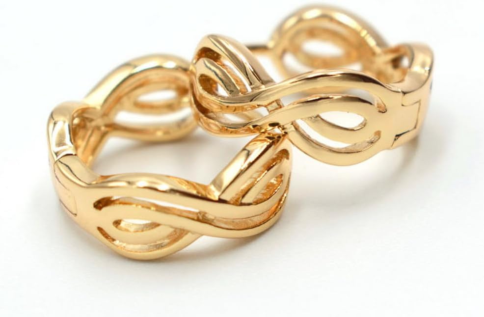 0.50" Inch Twisted Wave Swirl Yellow Gold Plated Gold Filled Huggie Hoop Earrings for Women - Image 2
