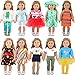 18 inch Doll Clothes and Accessories fit 18 inch Girl Dolls - Including 8 Complete Set Toys Doll Outfits,Doll Accessories with Cap, Underwear and Hair Clip