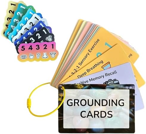 Grounding Cards & Anxiety Stickers Set, Therapy Games for Teens &...