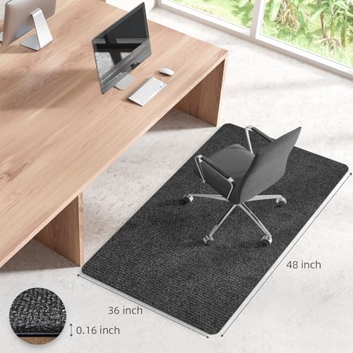 Image of Office Chair Mat for Hardwood and Tile Floor, 48 inch x 36 inch Computer Desk Chair Mat, Anti-Slip Mat for Rolling Chair, Large Floor Protector for Home Office, Dark Gray