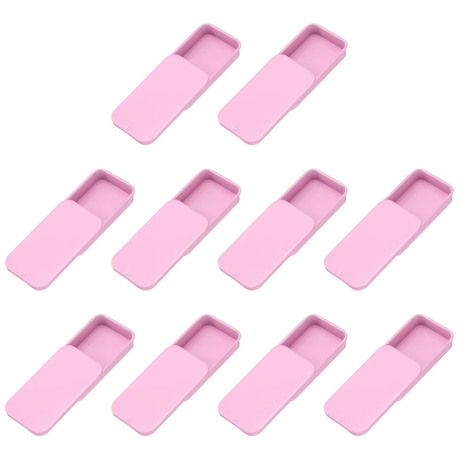 sourcing map 10Pcs Slide Top Tin Containers, Mini Metal Empty Tins Box with Sliding Lids, 2.4"x1.3"x0.4" Rectangular Storage Organizers for Lip Balm, Solid Perfume, Small Items, Light Pink