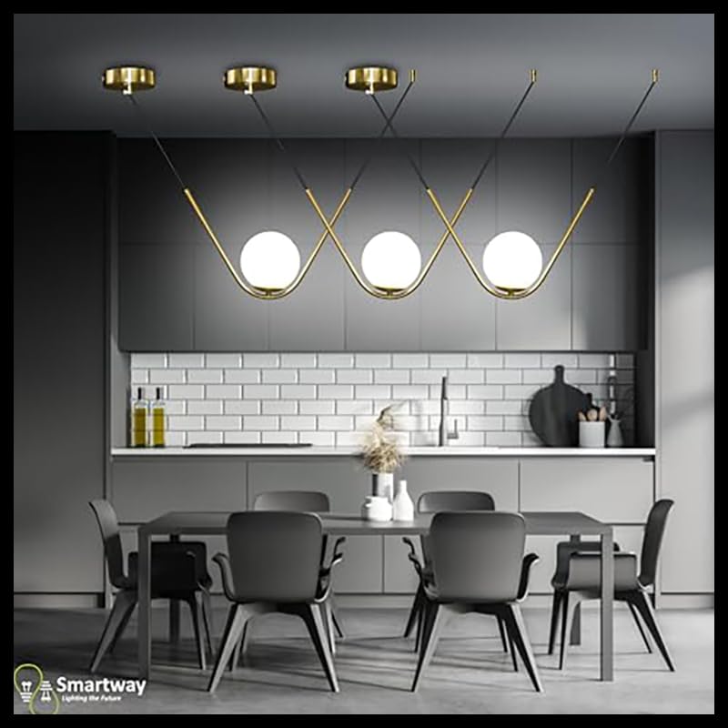 Smartway® Linear LED Modern Chandelier for Living Room| Dining| Ceiling|Hall|| Bedroom|Smart Voice Assist App Control and 3 Color Mode (Warm Cold & Natural White) (Invite Gold)