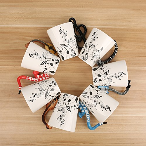 Guitar Music Unique Handle Art Musical Notes Holds Tea Coffee Milk Ceramic Mug Cup 12 Oz Best,Black