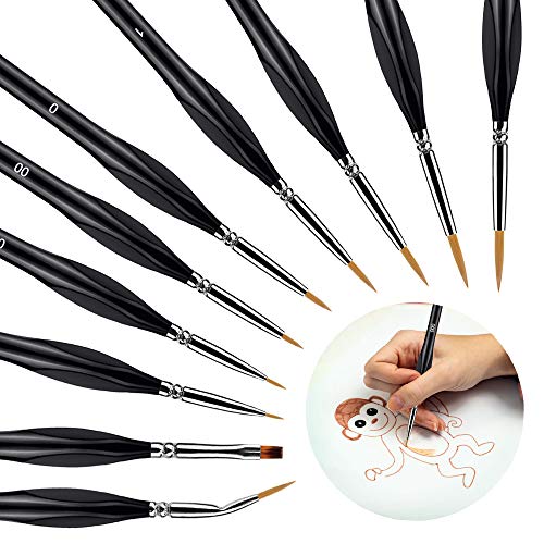 Catálogo de Sets de pinceles y brochas para comprar online. 48 ERKOON Juego de 10 Pinceles de Pintura, Pinceles acrílicos Profesionales en Miniatura para Detalles Finos y Pintura artística, para Artista, óleo, Acuarela, Modelo, Pintura...