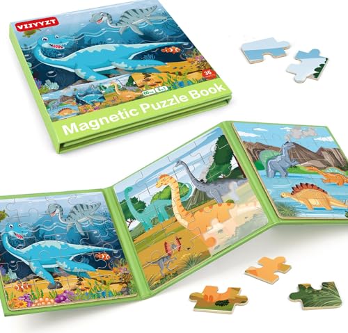 Sin categoría, Toy Rompecabezas magnéticos para niños de 4 a 6 años, juguetes de viaje de 20 piezas, rompecabezas de dinosaurio para niños de 3 a 5 años, imanes de...