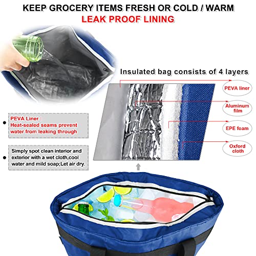 Beegreen Dark Royal Blue Insulated Cooler Bag With Handles Oversized Sturdy Leakproof Freezer Shopping Tote For Groceries Heavy Duty Thermal Food Delivery Bag To Keep Food Cold And Warm #TOP2