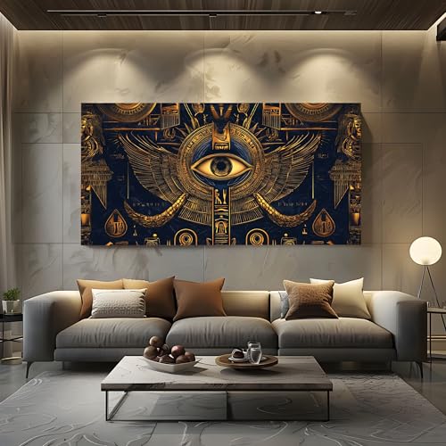 ZORYAN Tableau Decoration Murale pour Salon Egyptien Oeil d'Horus Impression sur Toile Moderne...