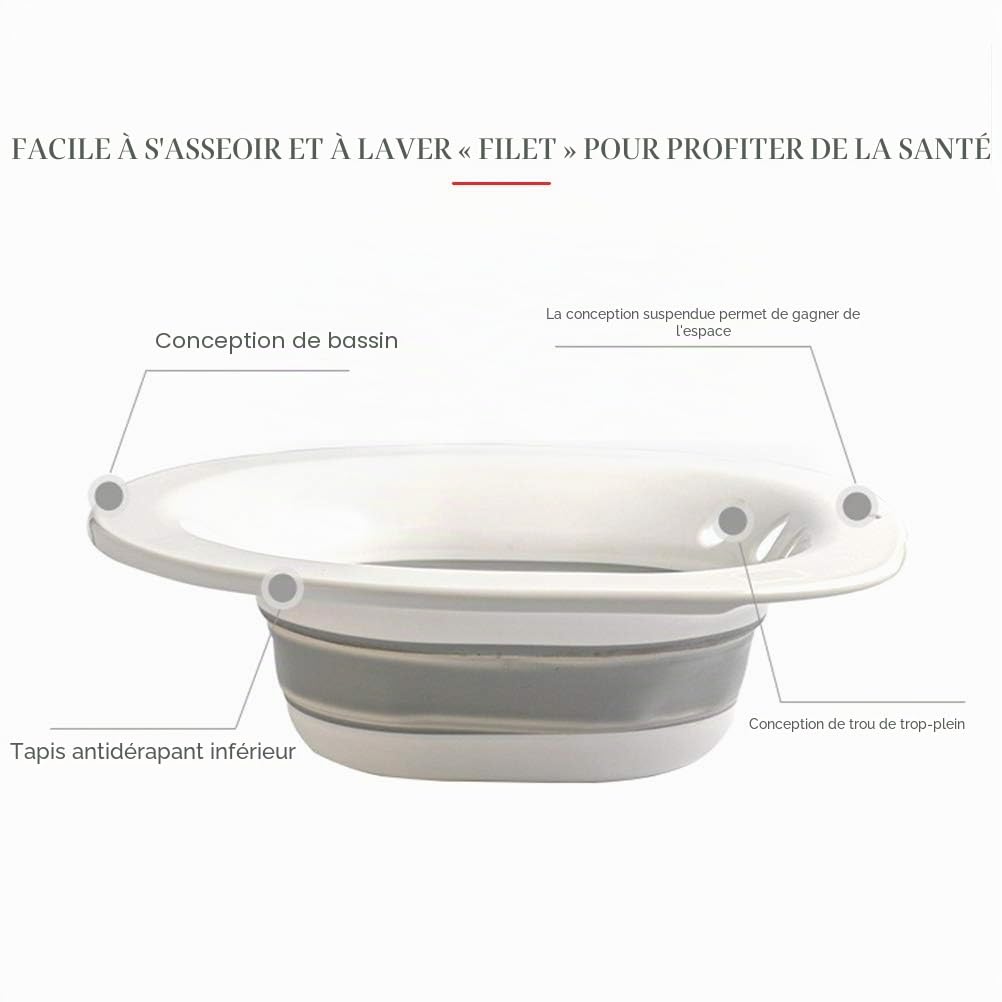 Bain de siège pliable pour toilette, siège de bain pour hémorroïdes, fissures anales, plaies post-partum, femmes enceintes, blanc, plastique