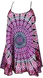 GURU SHOP Weites Minikleid Chic, Langes Top, Kurzes Kleid, Mandala Longtop, Damen, Plum, Synthetisch, Size:40, Kurze Kleider Alternative Bekleidung
