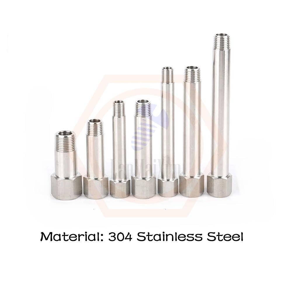 1pcs PT1/4×240mm 304 Stainless Steel Internal Thread External Thread Conversion Joint, Extension Rod Joint