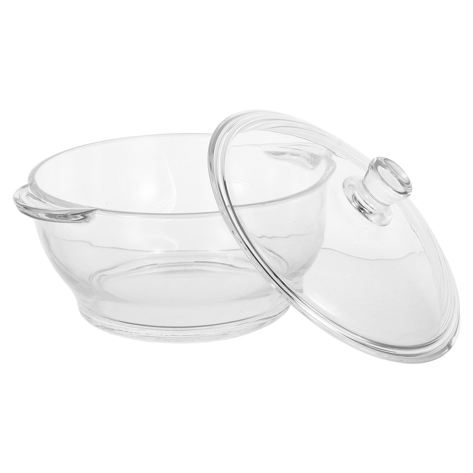 STOBAZA Schmortopf mit Deckel aus Hitzebeständigem Glas 1,5l mit Doppelgriffen für Einfaches Handling für Suppen und Babynahrung im Haushalt