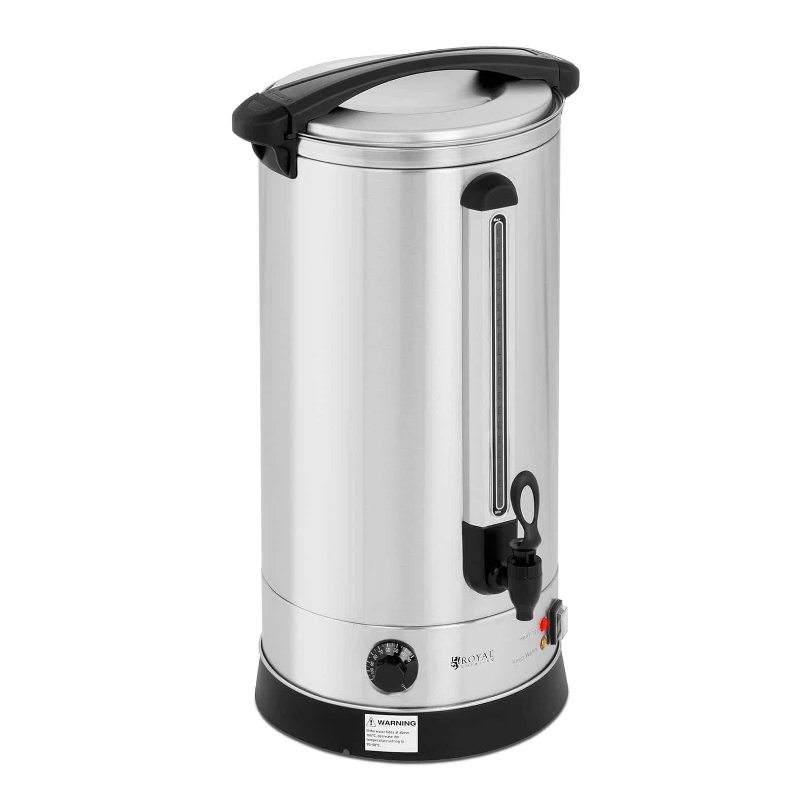Royal Catering Distributeur D'Eau Chaude Avec Robinet En Acier Inoxydable Fontaine Bouilloire RC-WBDW23 (23,5 l, 2 500 W, 30-110 °C, Fonction De Maintien Au Chaud, Inox/Plastique)