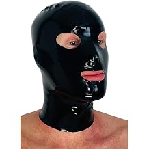 Black Latex Hood Mask,Rubber Masks Full Face for Men Women,Back Zipper Handmade for Latex Lovers