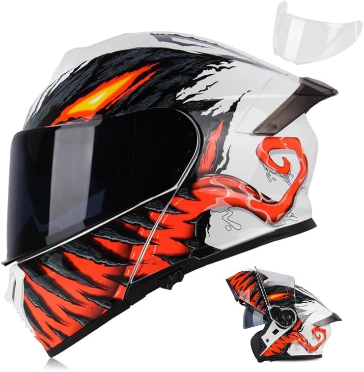 Uchoose Uchoose Modular Motorcycle Helmet Flip Up Full Face, DOT Approved Motorcycle Helmets for Men and Women, Dual Visor with Extra Clear Shield,