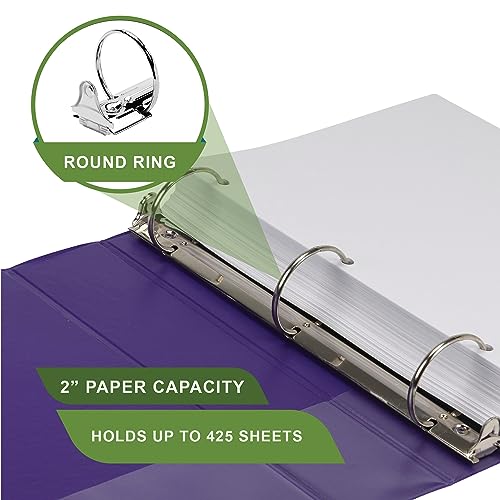 Image of Samsill Plant-Based 2 Inch Durable Round Ring, View Binder, Eco-Friendly, USDA Certified Biobased, 2 Count, Pack of 1, Purple