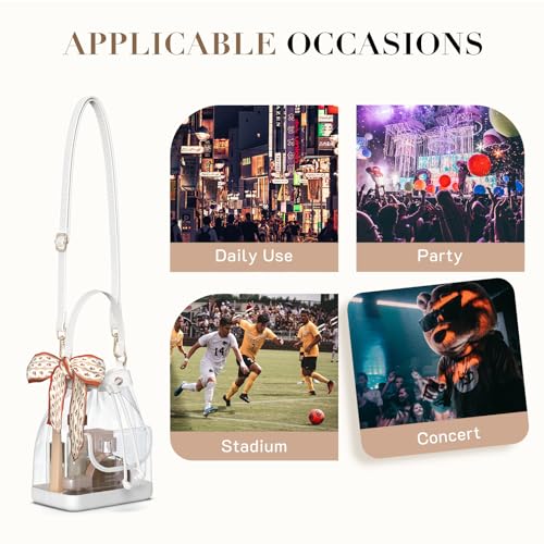 Image of Missnine Clear Bag for Stadium Approved, Clear Crossbody Bucket Bag Transparent PVC Purse for Women, Concert Stadium Events