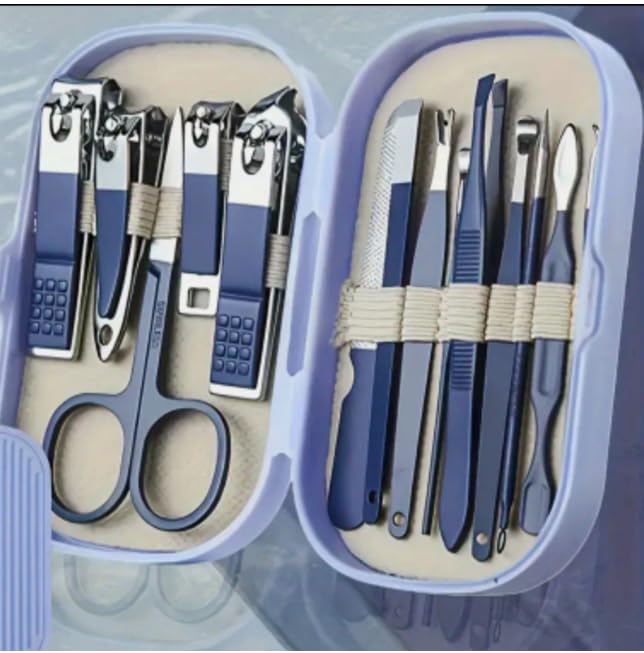 VibeZone Nail Cutter Set(14 Pcs), Ultra Sharp Sturdy Fingernail Toenail Clipper Nail Clipper with Glass file for men women adult nail cutter set for Thick Toenails & Nails (Blue)-image-20