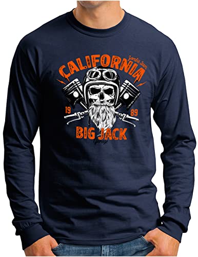 T-shirt moto homme avec manches longues idéal pour rouler en automne bleu marine