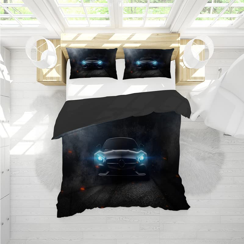 Housse couette 140x200 voiture grise microfibre douce contre plis