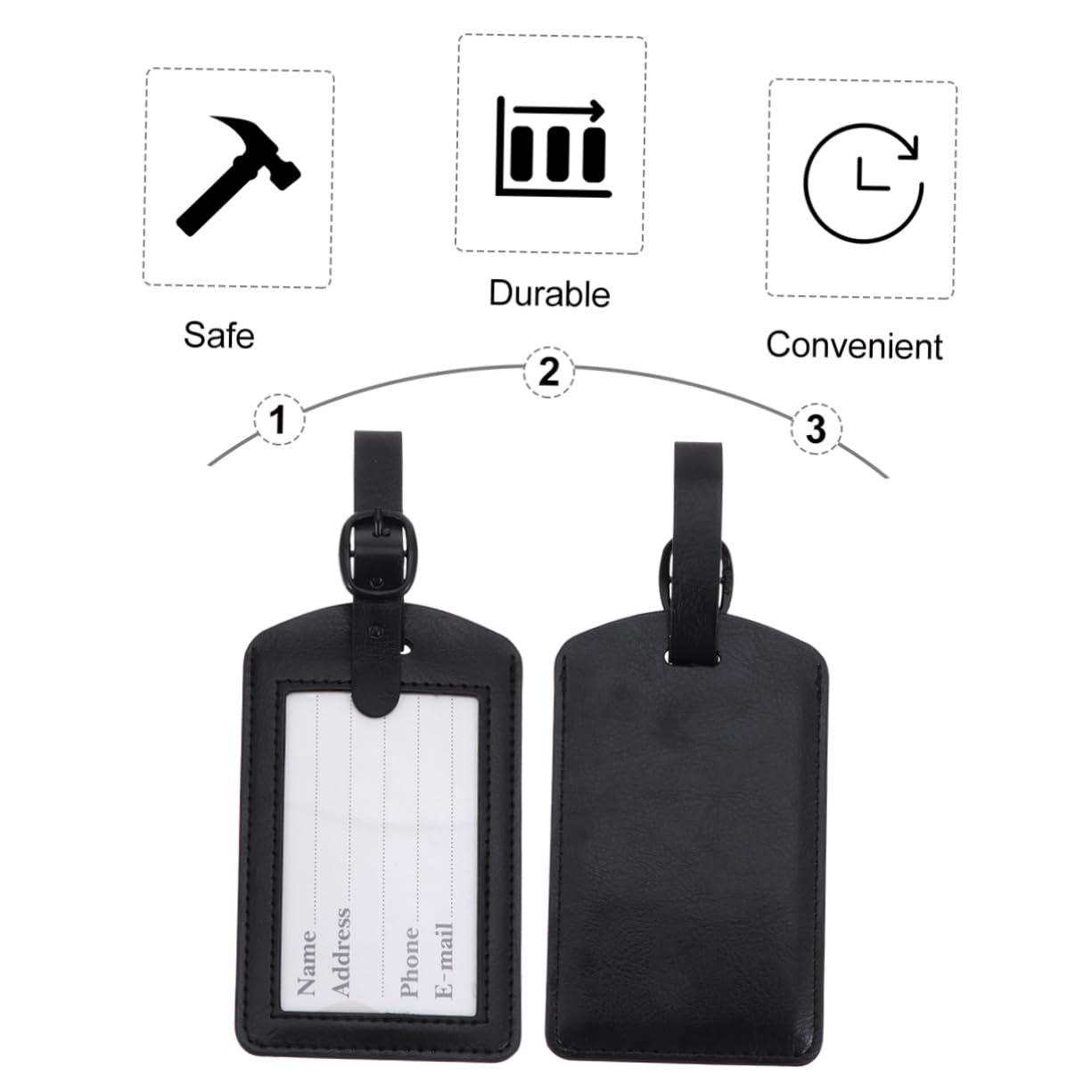 BESPORTBLE 2 Set Etichette Per Bagaglio in Pu Targhette Identificative Per Valigie Pratiche E Riutilizzabili Facili in Design E Al 5 Pezzi*2