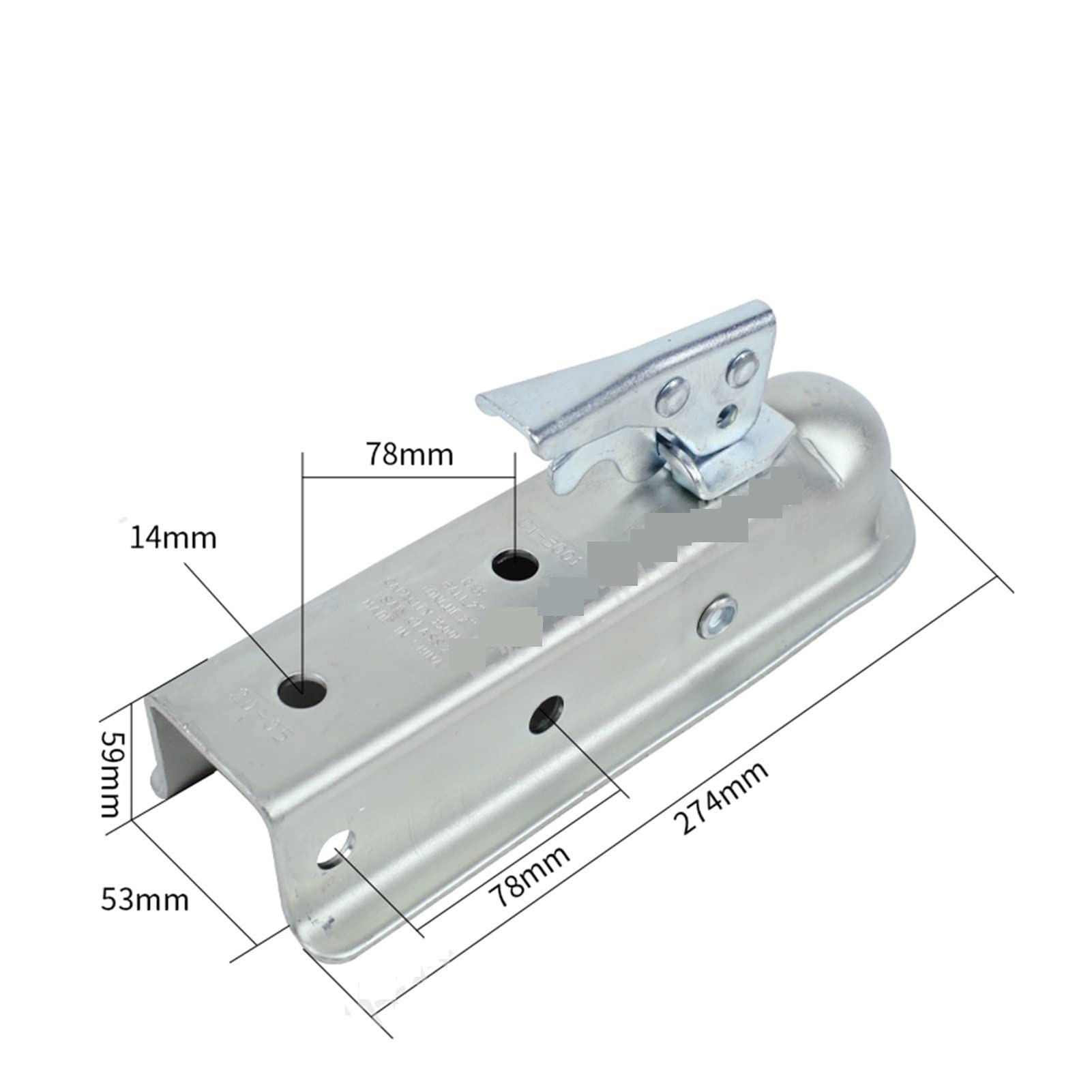 Anhängerkupplung, Trailer 2 "x 2" 3500lbs Anhängerkuppler Hitch Ball Kopplung gerade Zunge Rv. Teile Camper Caravan Zubehör(Gris)