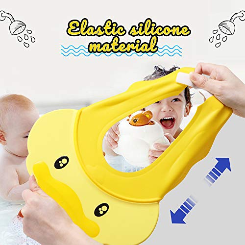 Baby Shower Hat Baby Shampoo Cap for Toddler, Silicone Kids Bathing Hat for Shower, Infants Soft Protection Funny Safety Visor Cap Yellow - Thumbnail 6