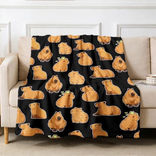 Capybara blanket for kids - 90x120 inches cozy throw