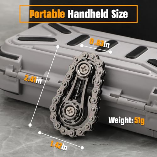 Cool Gears Fidget Chain, Montage-Fidget-Spinner-Ring-Spielzeug für Kinder Erwachsene, Zappel-Fahrrad-Ritzel-Würfel aus Metall, EDC-Neuheit zum Stressabbau, Goodie-Bag-Stuffer-Geschenk
