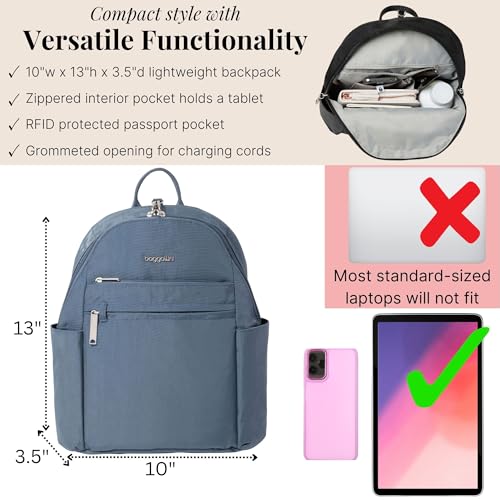 Image of Baggallini Securtex Anti-theft Vacation Travel Backpack 10x13 Slash-Resistant Nylon Daypack w /RFID
