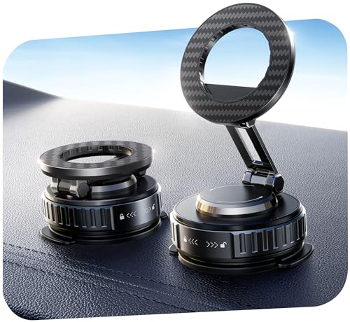 Image of snanlen 2026 Upgraded Car Phone Holder for Magsafe [108LBS Strongest Suction] 360 adjustable vacuum magnetic phone holders cell phone car mount for iPhone 17 Pro Max 16 15 14 13 Air Plus (Dark Black)
