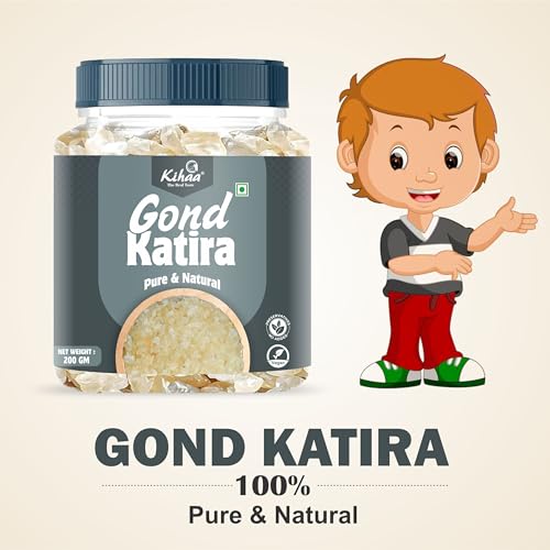 Image of Kihaa Gond Katira (Tragacanth Gum) 200g | 100% Natural Edible Gum | Cooling Summer Superfood | Supports Digestion, Hydration & Energy | Plant-Based & Premium Quality