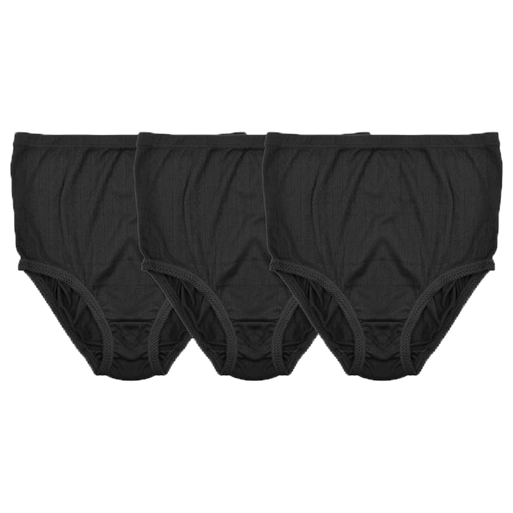 Undercover Women's Black 3 Pack Pointelle Full Briefs Br742 16-18